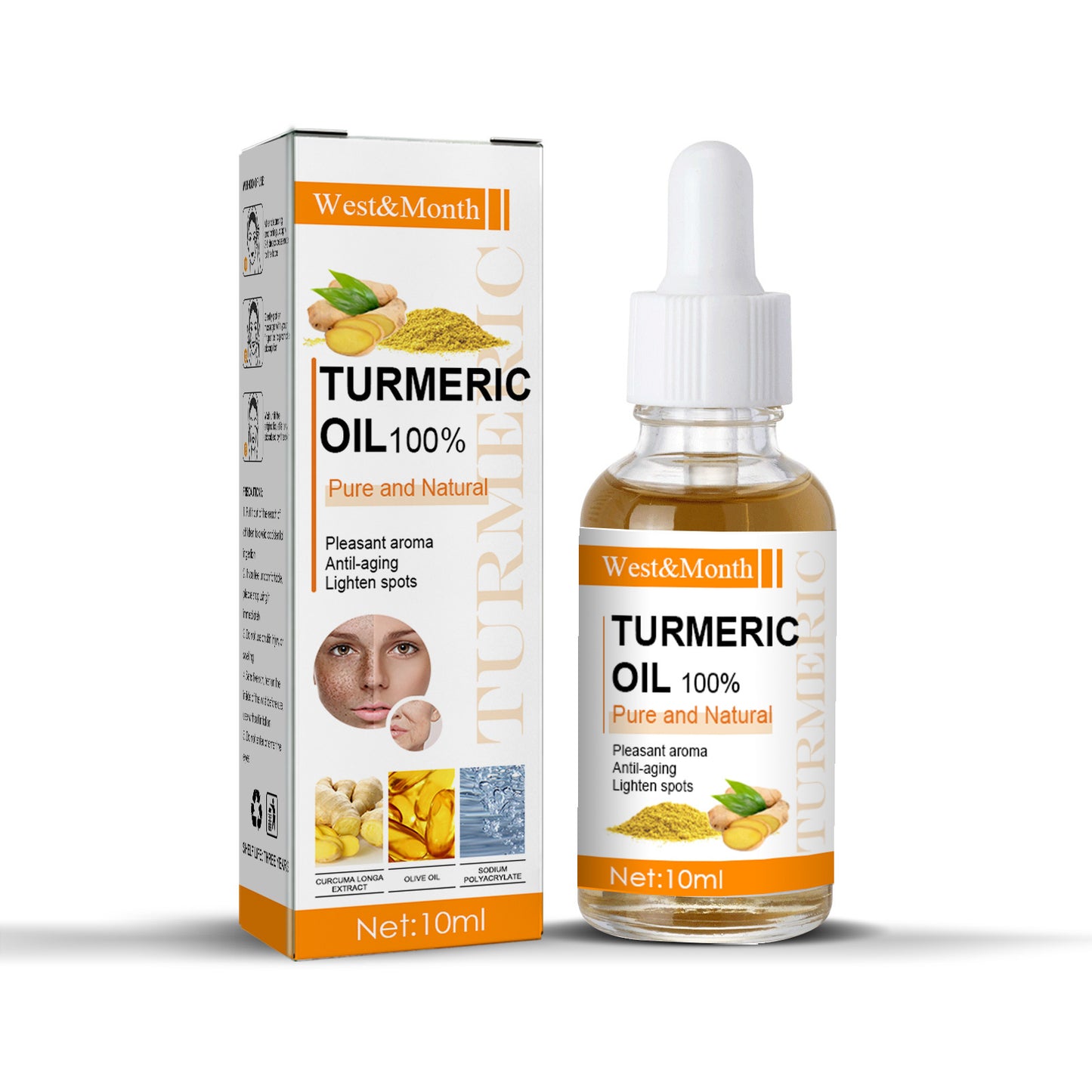 West&Month Turmeric Essential Oil Face Skin Anti-Wrinkle Lift Blemish Reduction Skin Care Moisturizing Oil