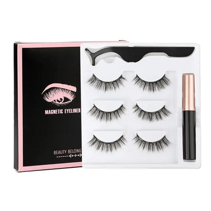 Magnetic Eyelashes Set with Waterproof Eyeliner and Tweezer