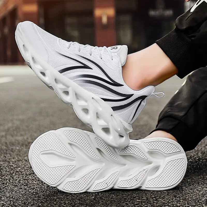 Men's Flame Printed Sneakers Flying Weave Sports Shoes