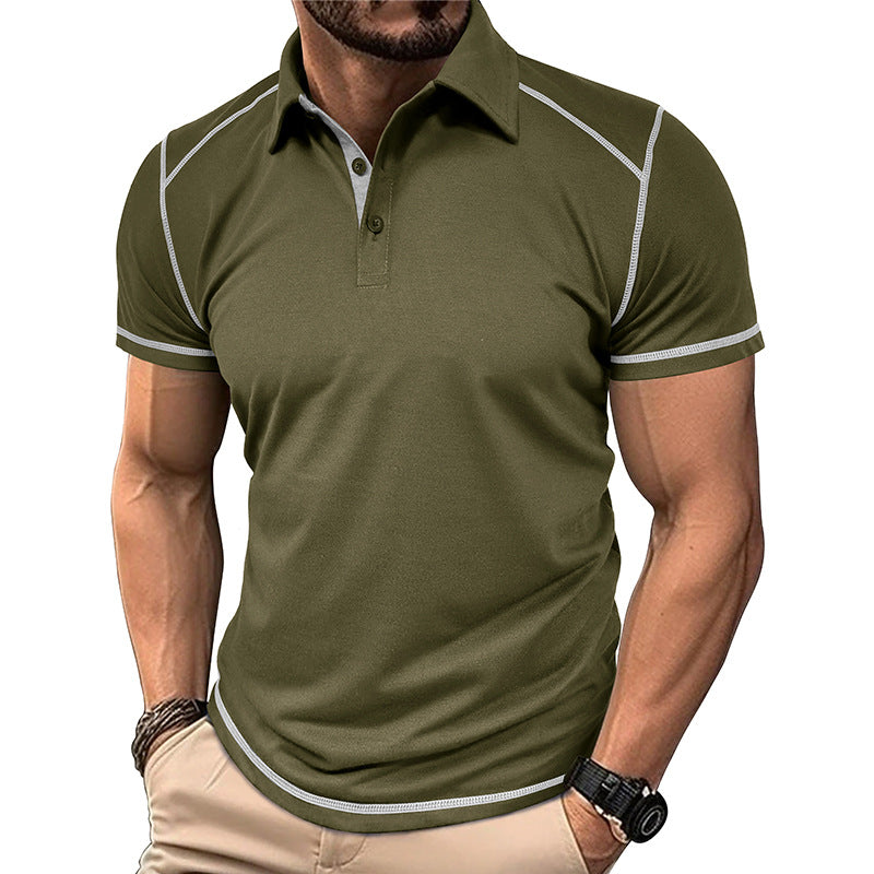 New summer Amazon men's short-sleeved polo shirt European and American men's color matching lapel Polo suit men's cross-border wholesale