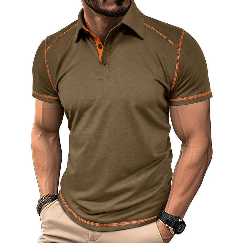 New summer Amazon men's short-sleeved polo shirt European and American men's color matching lapel Polo suit men's cross-border wholesale