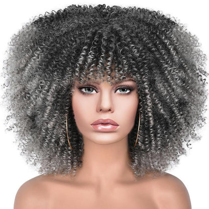 New Wig Women's Short Curly Hair African Small Curly Hair European and American Explosive Head Wig Wigs Rose Mesh Chemical Fiber Headgear