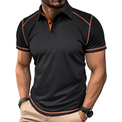 New summer Amazon men's short-sleeved polo shirt European and American men's color matching lapel Polo suit men's cross-border wholesale