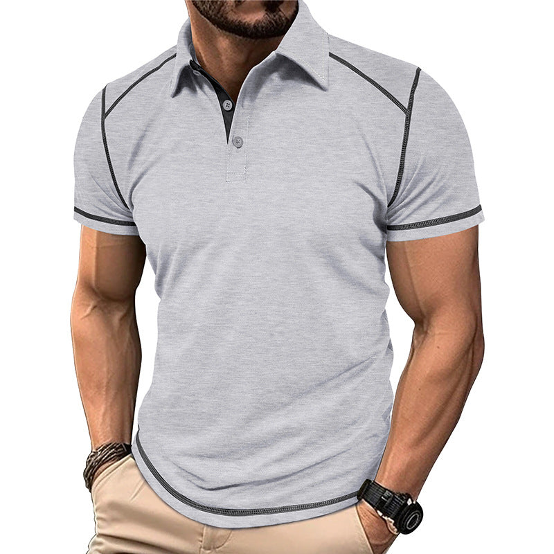 New summer Amazon men's short-sleeved polo shirt European and American men's color matching lapel Polo suit men's cross-border wholesale