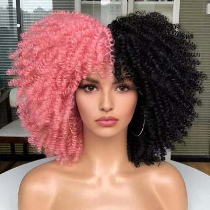 New Wig Women's Short Curly Hair African Small Curly Hair European and American Explosive Head Wig Wigs Rose Mesh Chemical Fiber Headgear