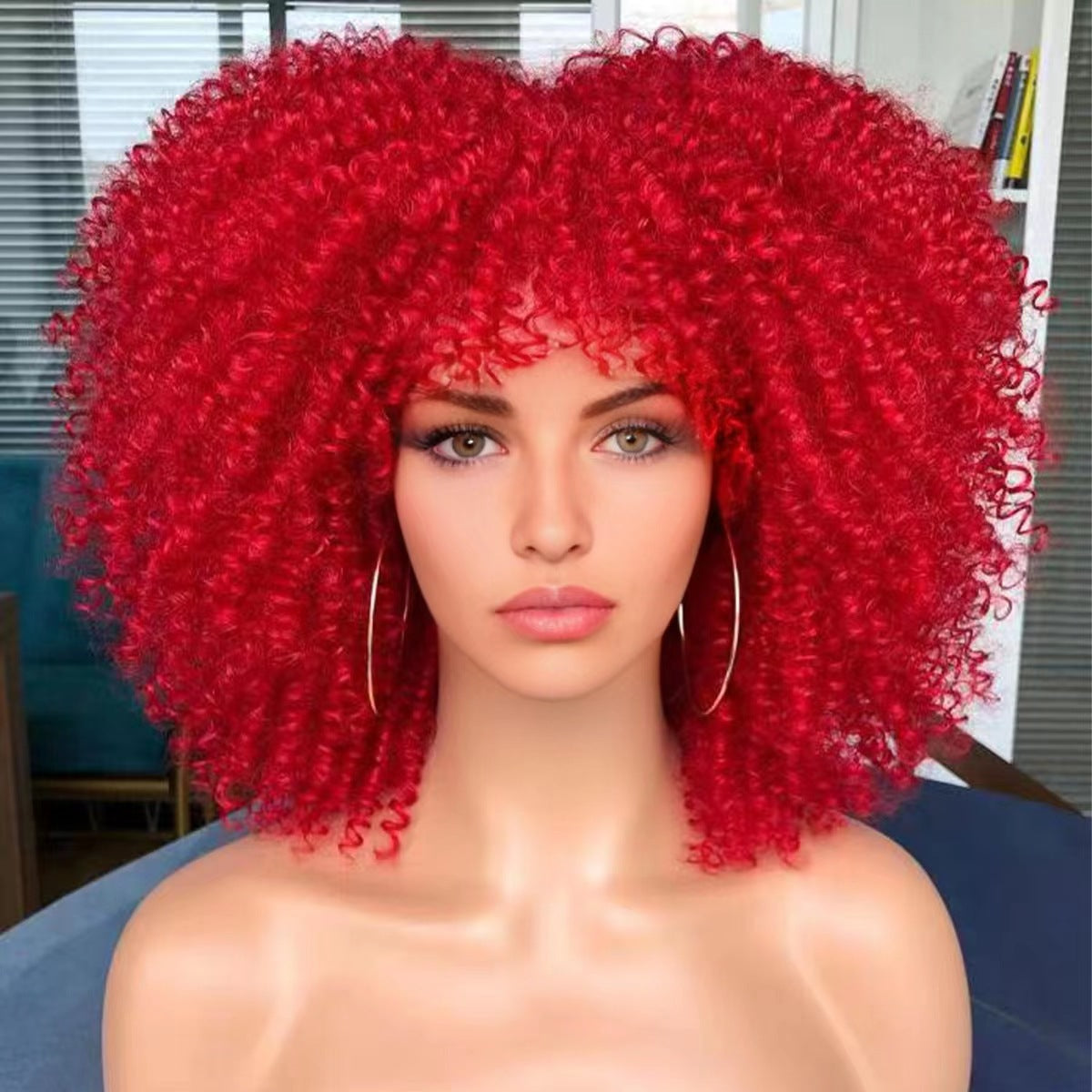 New Wig Women's Short Curly Hair African Small Curly Hair European and American Explosive Head Wig Wigs Rose Mesh Chemical Fiber Headgear