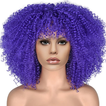 New Wig Women's Short Curly Hair African Small Curly Hair European and American Explosive Head Wig Wigs Rose Mesh Chemical Fiber Headgear