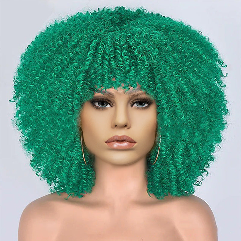 New Wig Women's Short Curly Hair African Small Curly Hair European and American Explosive Head Wig Wigs Rose Mesh Chemical Fiber Headgear