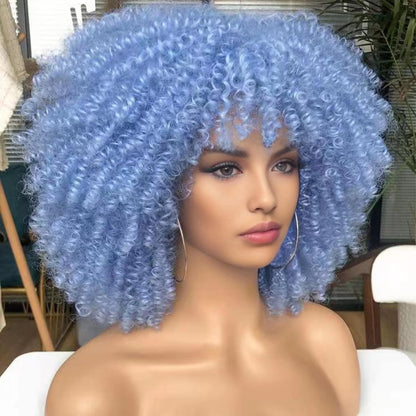 New Wig Women's Short Curly Hair African Small Curly Hair European and American Explosive Head Wig Wigs Rose Mesh Chemical Fiber Headgear