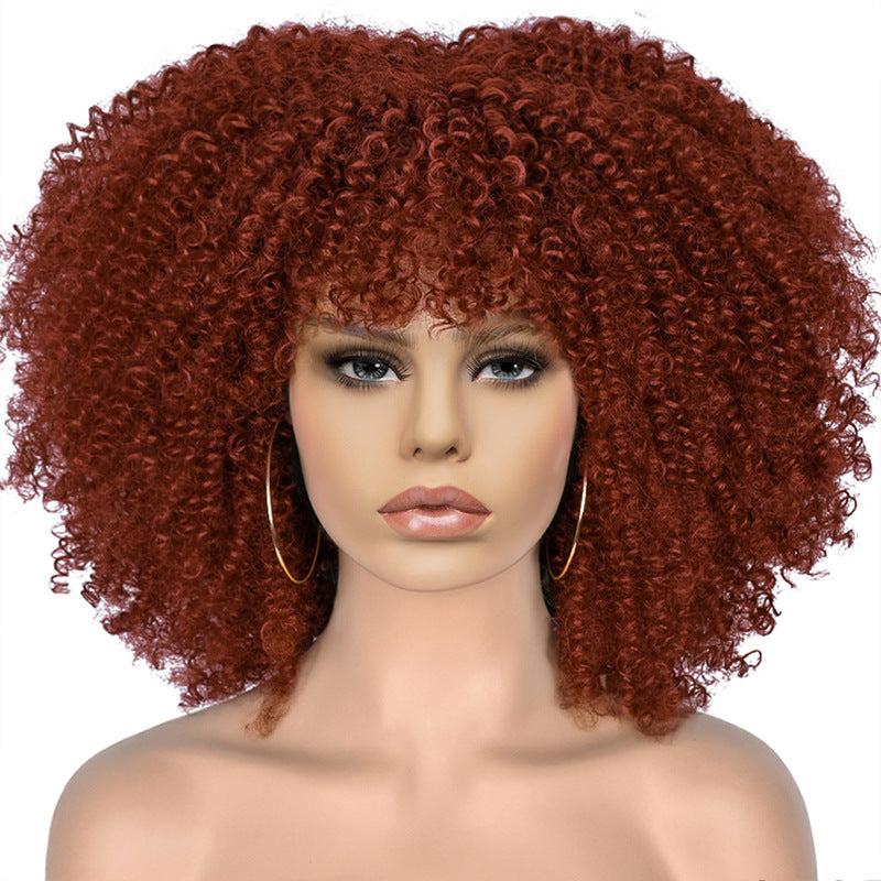 New Wig Women's Short Curly Hair African Small Curly Hair European and American Explosive Head Wig Wigs Rose Mesh Chemical Fiber Headgear