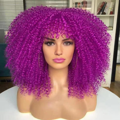 New Wig Women's Short Curly Hair African Small Curly Hair European and American Explosive Head Wig Wigs Rose Mesh Chemical Fiber Headgear