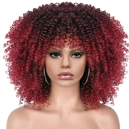 New Wig Women's Short Curly Hair African Small Curly Hair European and American Explosive Head Wig Wigs Rose Mesh Chemical Fiber Headgear