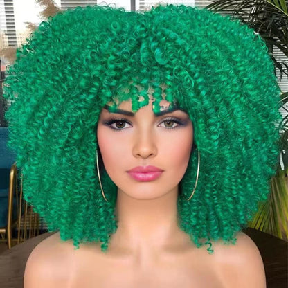 New Wig Women's Short Curly Hair African Small Curly Hair European and American Explosive Head Wig Wigs Rose Mesh Chemical Fiber Headgear