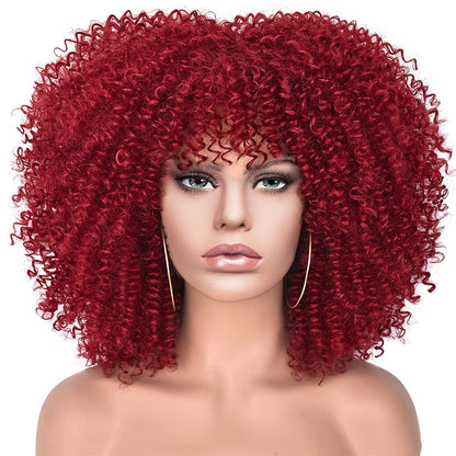 New Wig Women's Short Curly Hair African Small Curly Hair European and American Explosive Head Wig Wigs Rose Mesh Chemical Fiber Headgear