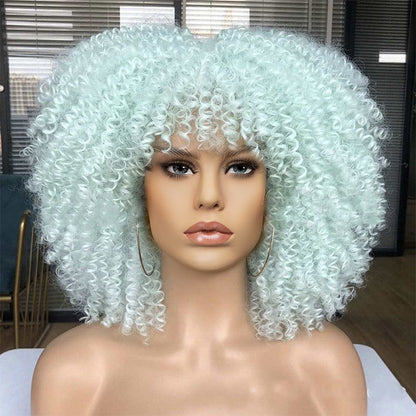 New Wig Women's Short Curly Hair African Small Curly Hair European and American Explosive Head Wig Wigs Rose Mesh Chemical Fiber Headgear