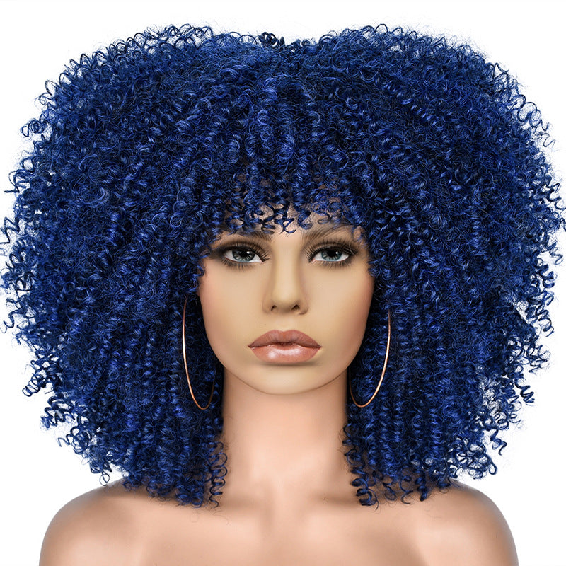 New Wig Women's Short Curly Hair African Small Curly Hair European and American Explosive Head Wig Wigs Rose Mesh Chemical Fiber Headgear