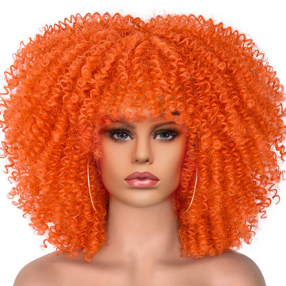 New Wig Women's Short Curly Hair African Small Curly Hair European and American Explosive Head Wig Wigs Rose Mesh Chemical Fiber Headgear