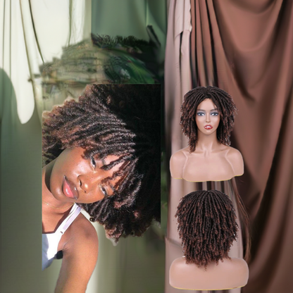 6-Inch Synthetic Lace Front Faux Locs Wig