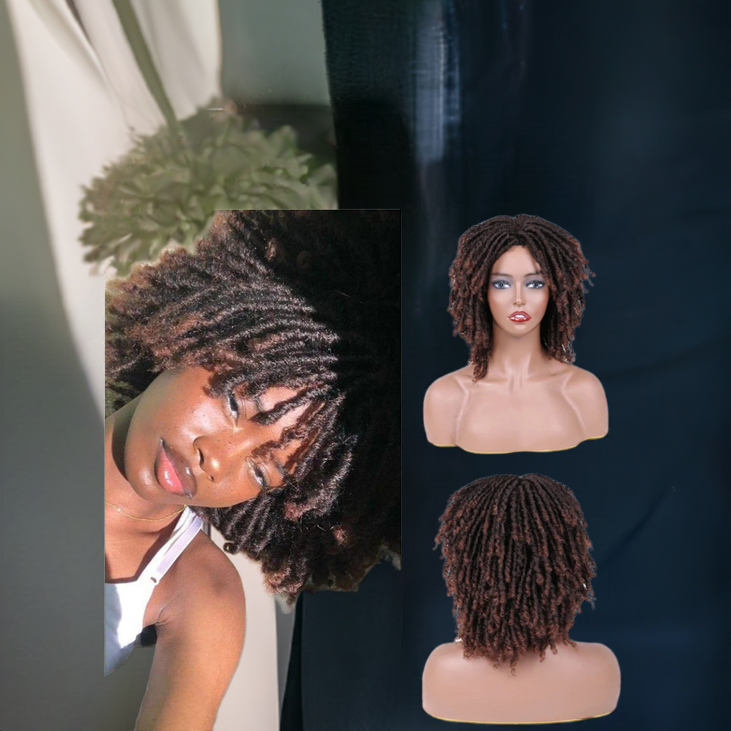 6-Inch Synthetic Lace Front Faux Locs Wig