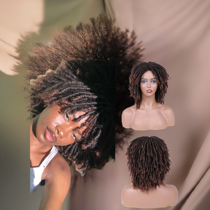 6-Inch Synthetic Lace Front Faux Locs Wig