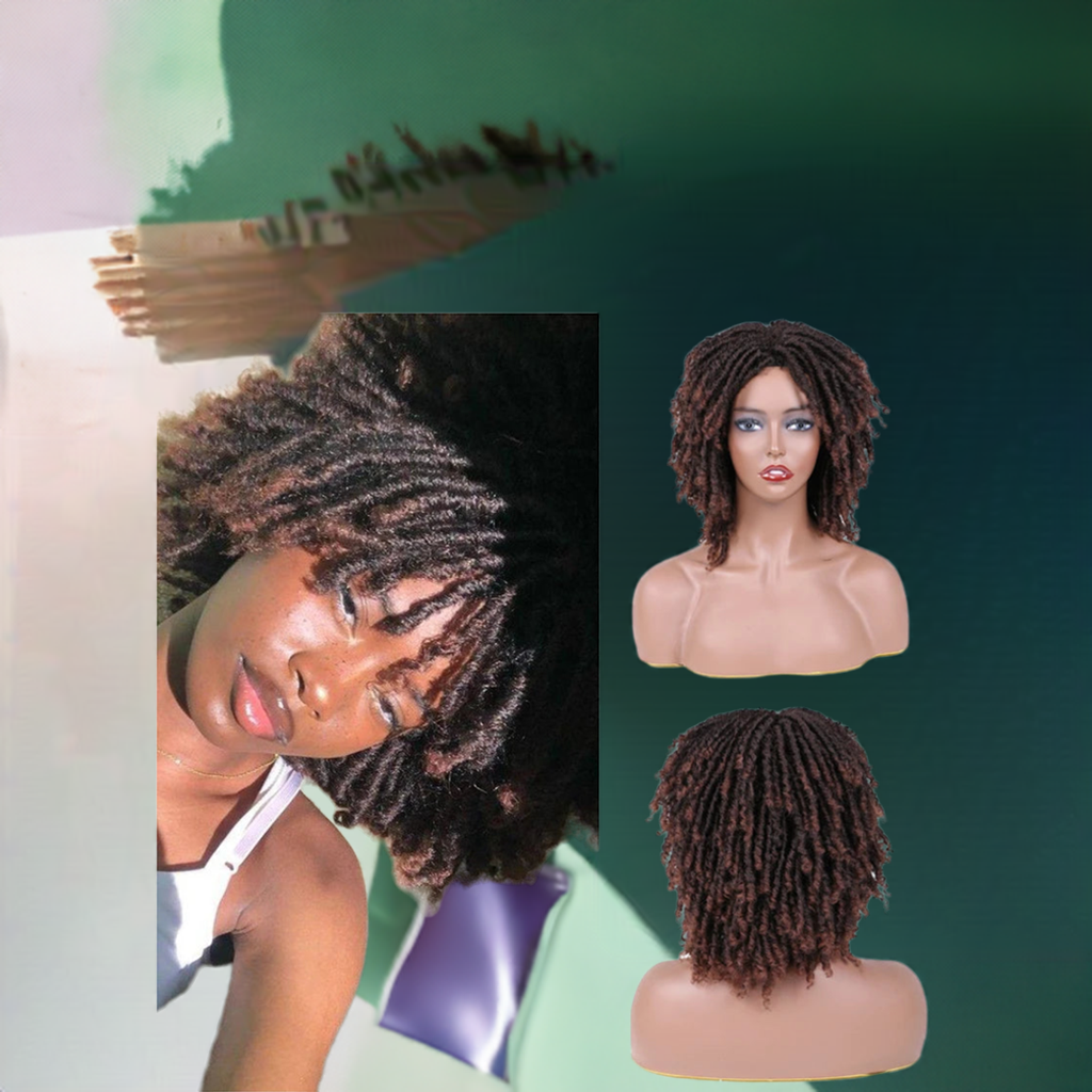 6-Inch Synthetic Lace Front Faux Locs Wig