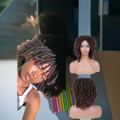 6-Inch Synthetic Lace Front Faux Locs Wig