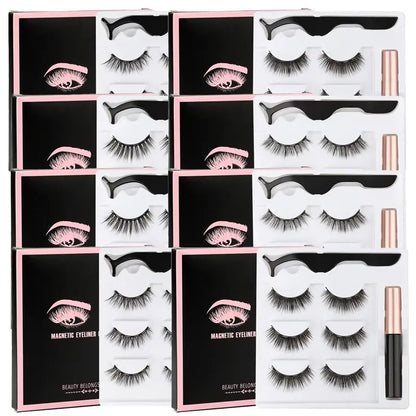 Magnetic Eyelashes Set with Waterproof Eyeliner and Tweezer