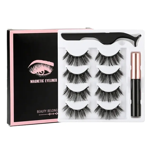 Magnetic Eyelashes Set with Waterproof Eyeliner and Tweezer