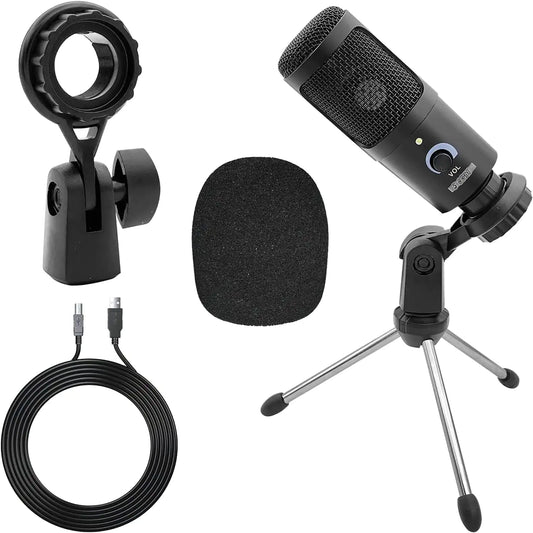 5Core Recording Microphone Podcast Bundle w Condenser Mic  Desk Stand  Foam Cover  Shock Mount